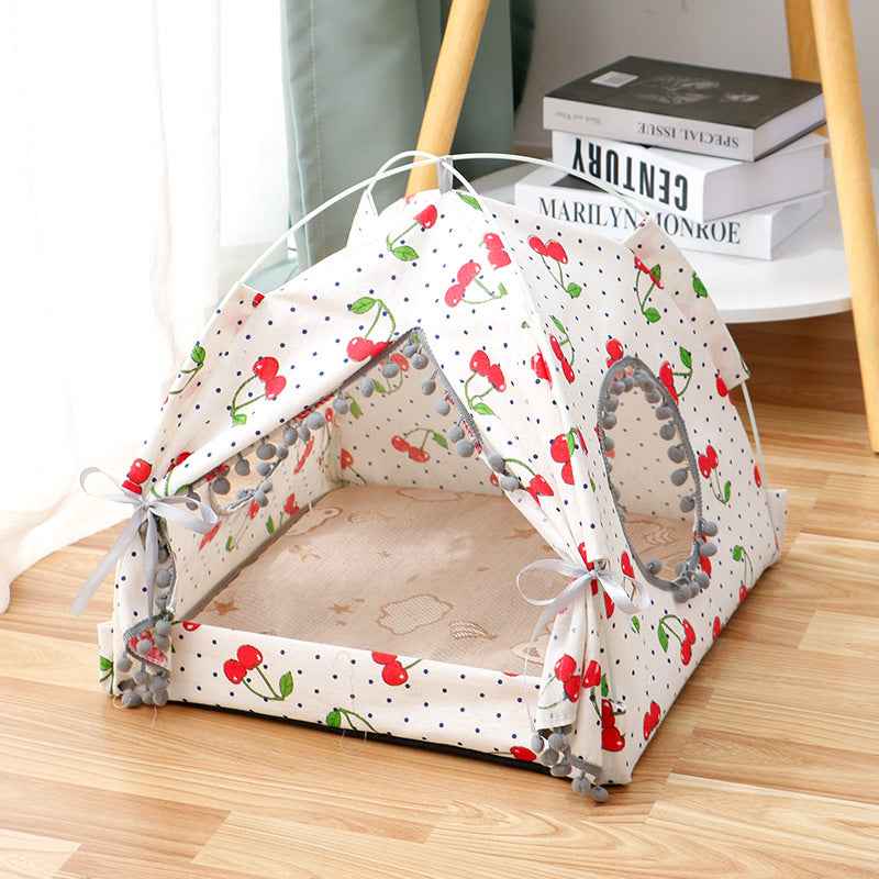 Enclosed pet tent bed soft interior detail