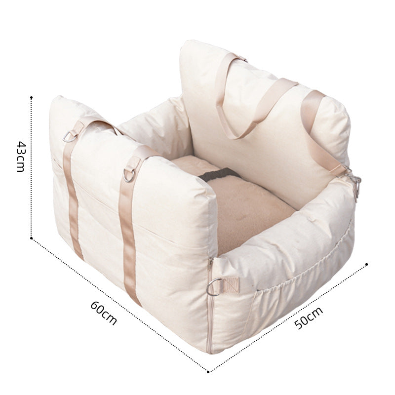 Dog travel bed for compatible car seating