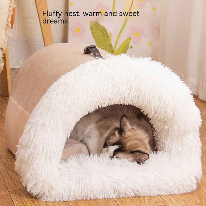 Cozy Enclosed Pet Nest for Cats & Small Dogs