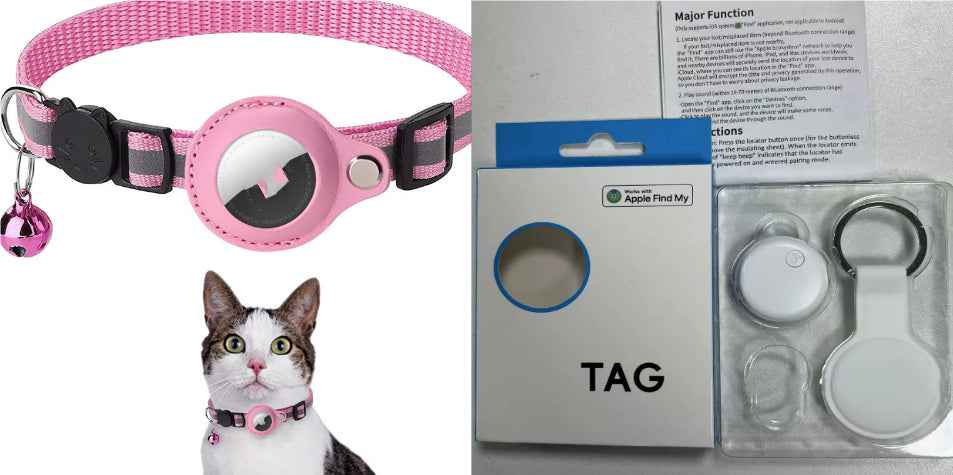 Pet collar with AirTag compatible holder