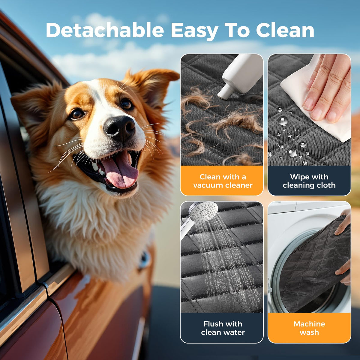 Dog back seat extender scratch-resistant surface