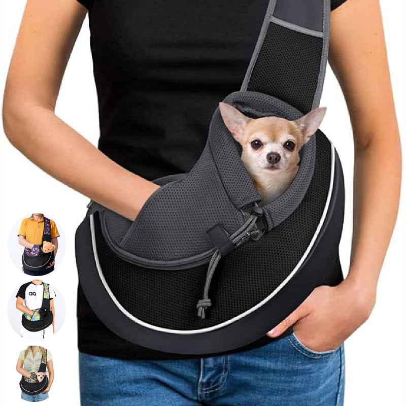 Portable crossbody pet carrier for small dogs and cats