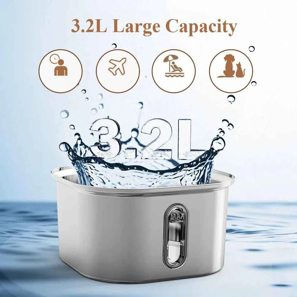 3.2L stainless steel USB pet water fountain product angle