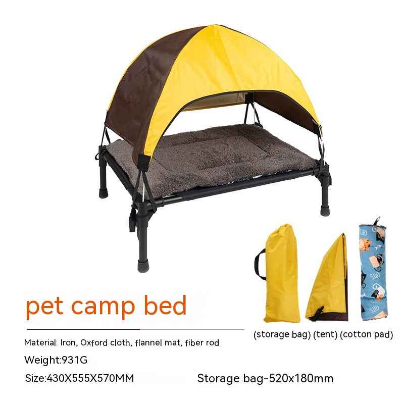 Camping dog bed canopy and resting mat detail