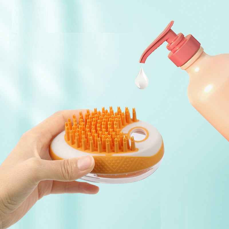 Silicone grooming brush for dogs and cats during bathing
