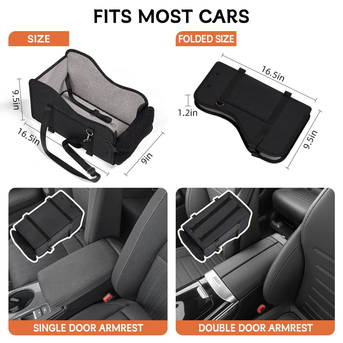 Compact center console pet car seat