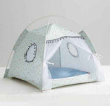 Cozy enclosed pet bed entrance and cushion detail