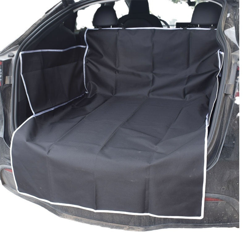 Pet cargo liner for car trunk travel setup