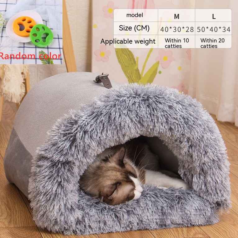 Cozy enclosed pet bed indoor resting setup