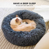 Cozy Plush Donut Bed for Cats & Small Dogs