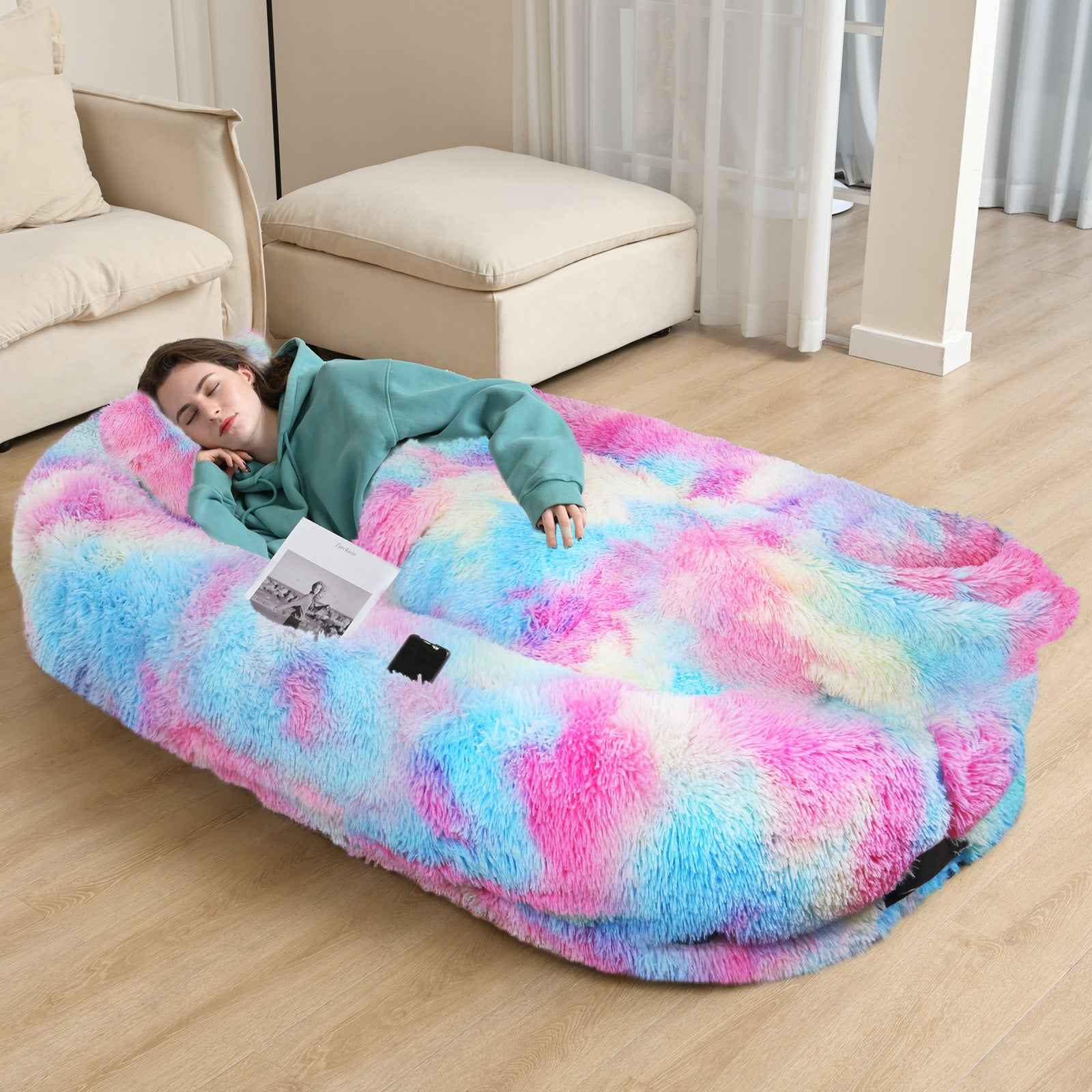 Oversized Human Dog Bed: Cozy Lounger for Adults & Pets - Orthopedic Support & Washable Softness