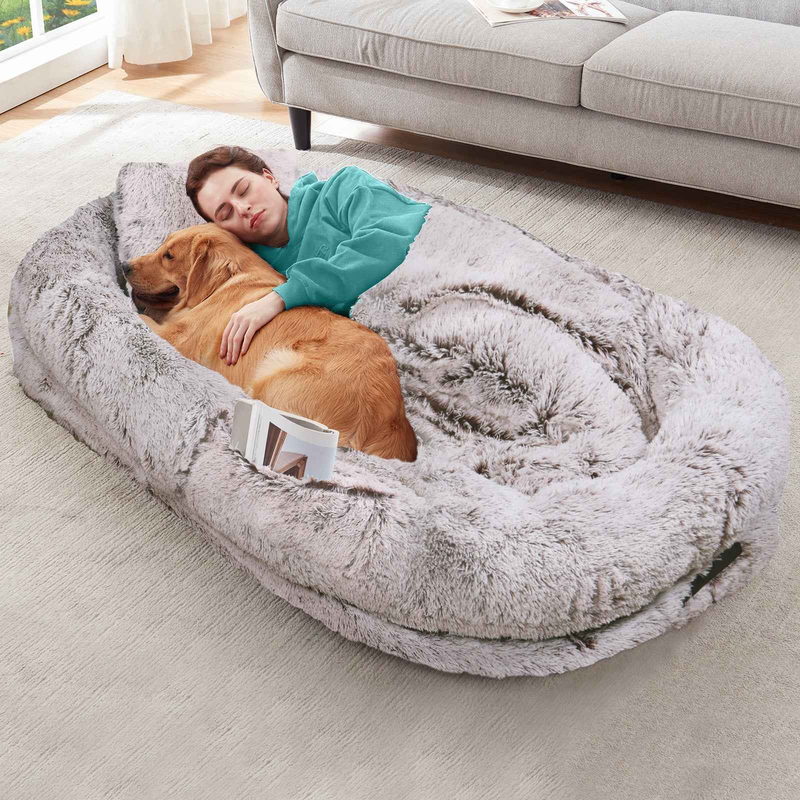Oversized Human Dog Bed: Cozy Lounger for Adults & Pets - Orthopedic Support & Washable Softness