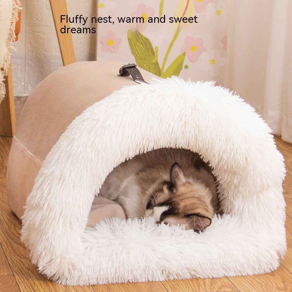 Cozy Enclosed Pet Nest for Cats & Small Dogs