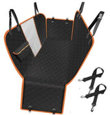 Dog car hammock rear-seat coverage and mesh window detail