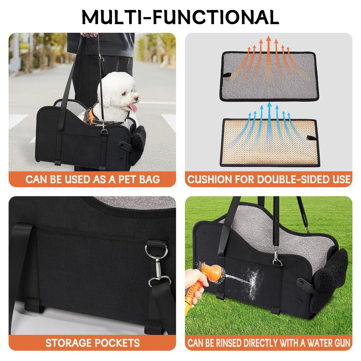Small dog car seat cushion feature view