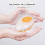 Dog and cat bath brush with flexible silicone bristles