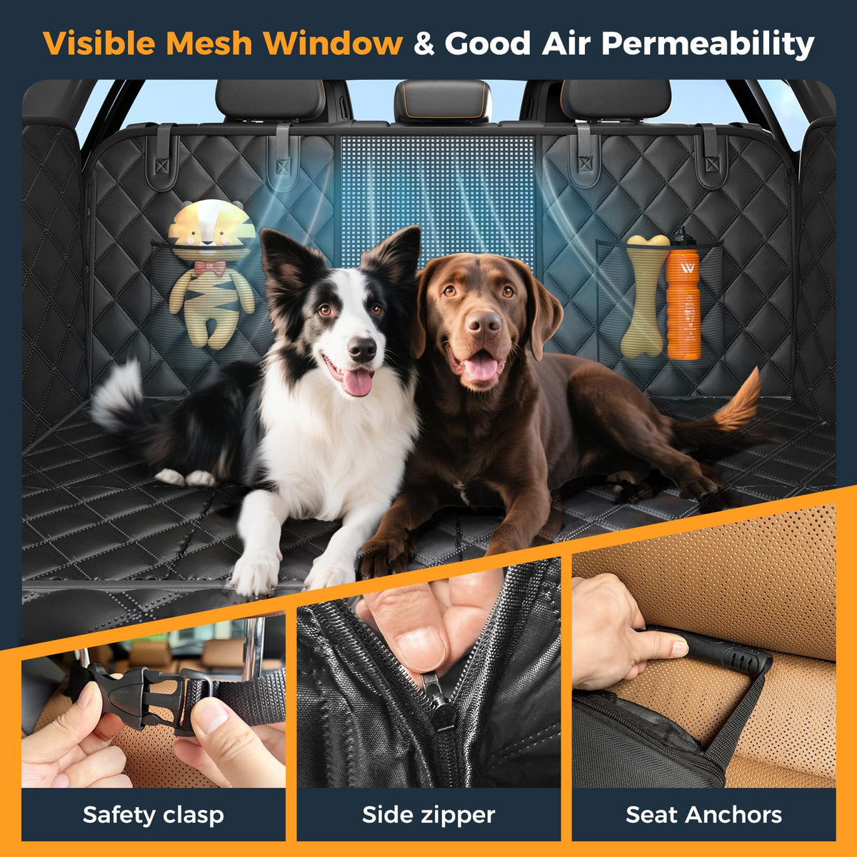 Anti-slip base of dog back seat extender