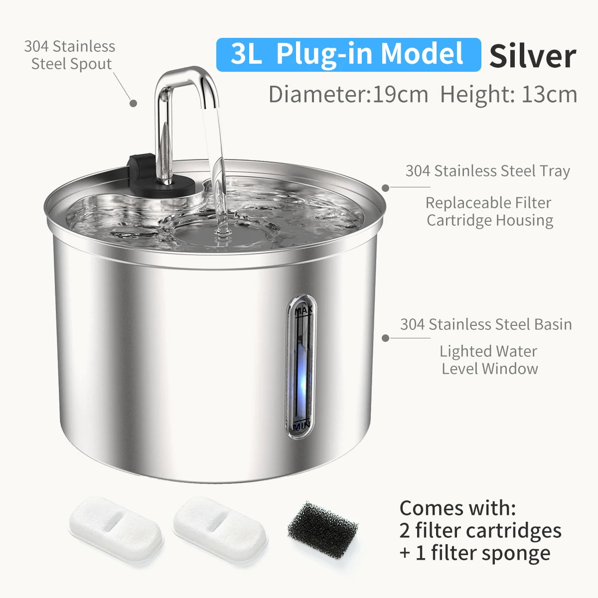 Stainless Steel Automatic Pet Drinking Fountain Smart Water Dispenser for Cats And Dogs Pet Water Supply - Pets N Puppies