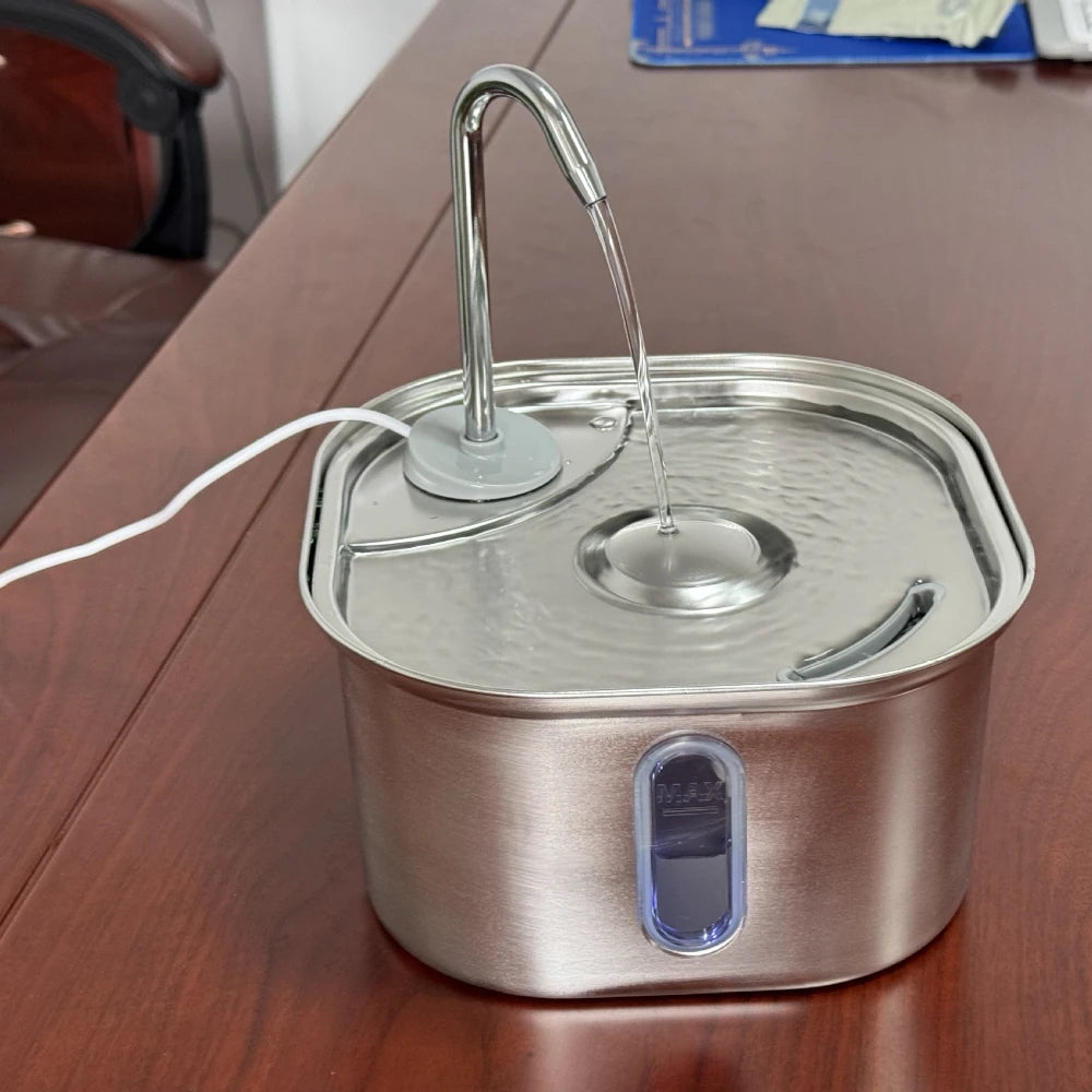Automatic Cat Water Fountain Stainless Steel Pet Fountain Dog Water Dispenser With USB Electric Ultra-Quiet Pump Cat Supplies