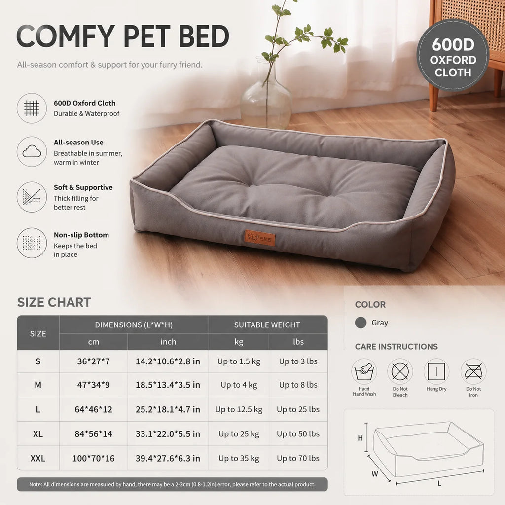 Dog Bed for Large Dog Mattress Four Season Square Bite-resistant Cat Bed Soft Thickened Dog Bed Waterproof Sofa Pet House