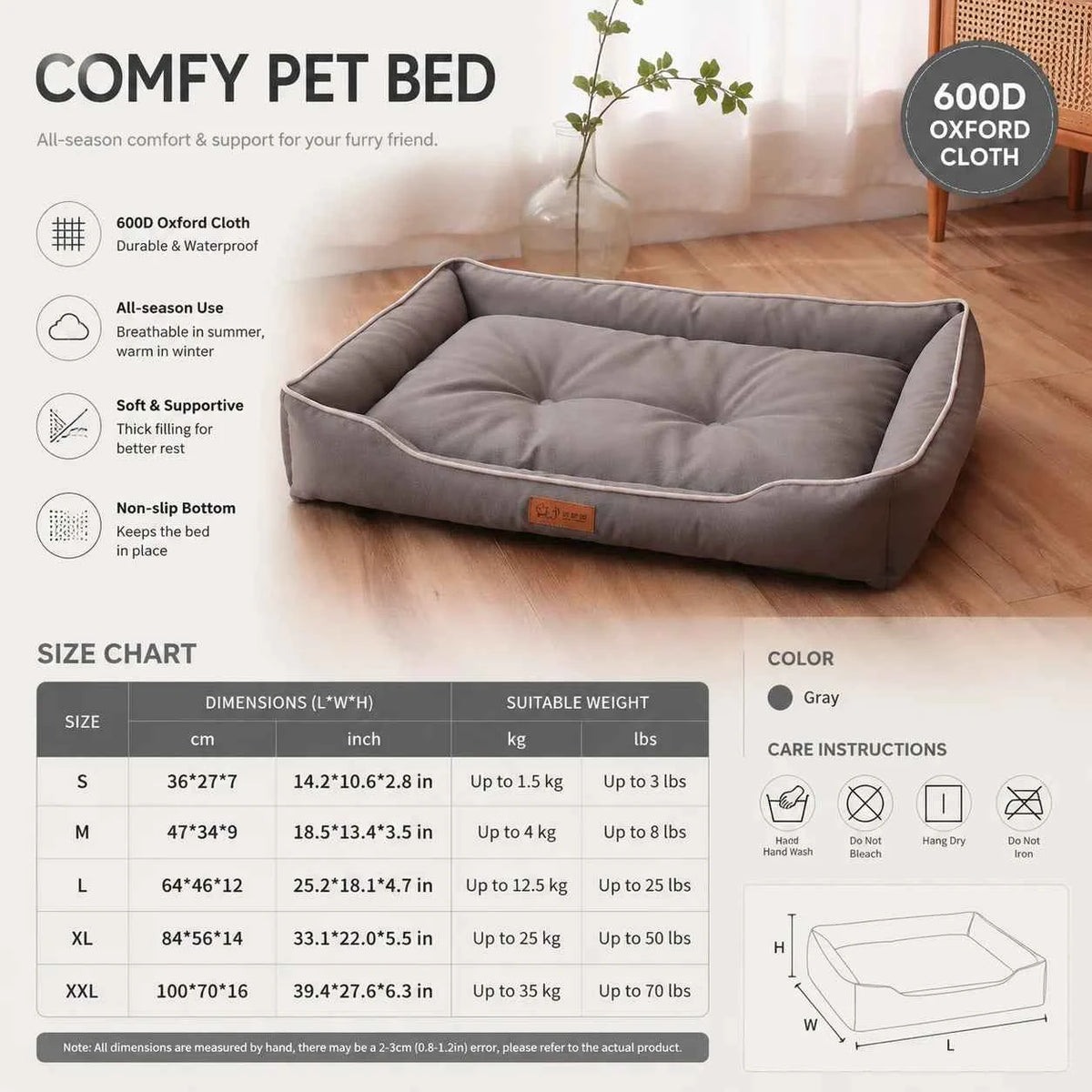 Dog bed fabric and cushion detail