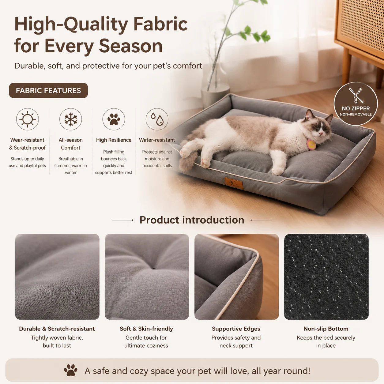 Dog Bed for Large Dog Mattress Four Season Square Bite-resistant Cat Bed Soft Thickened Dog Bed Waterproof Sofa Pet House