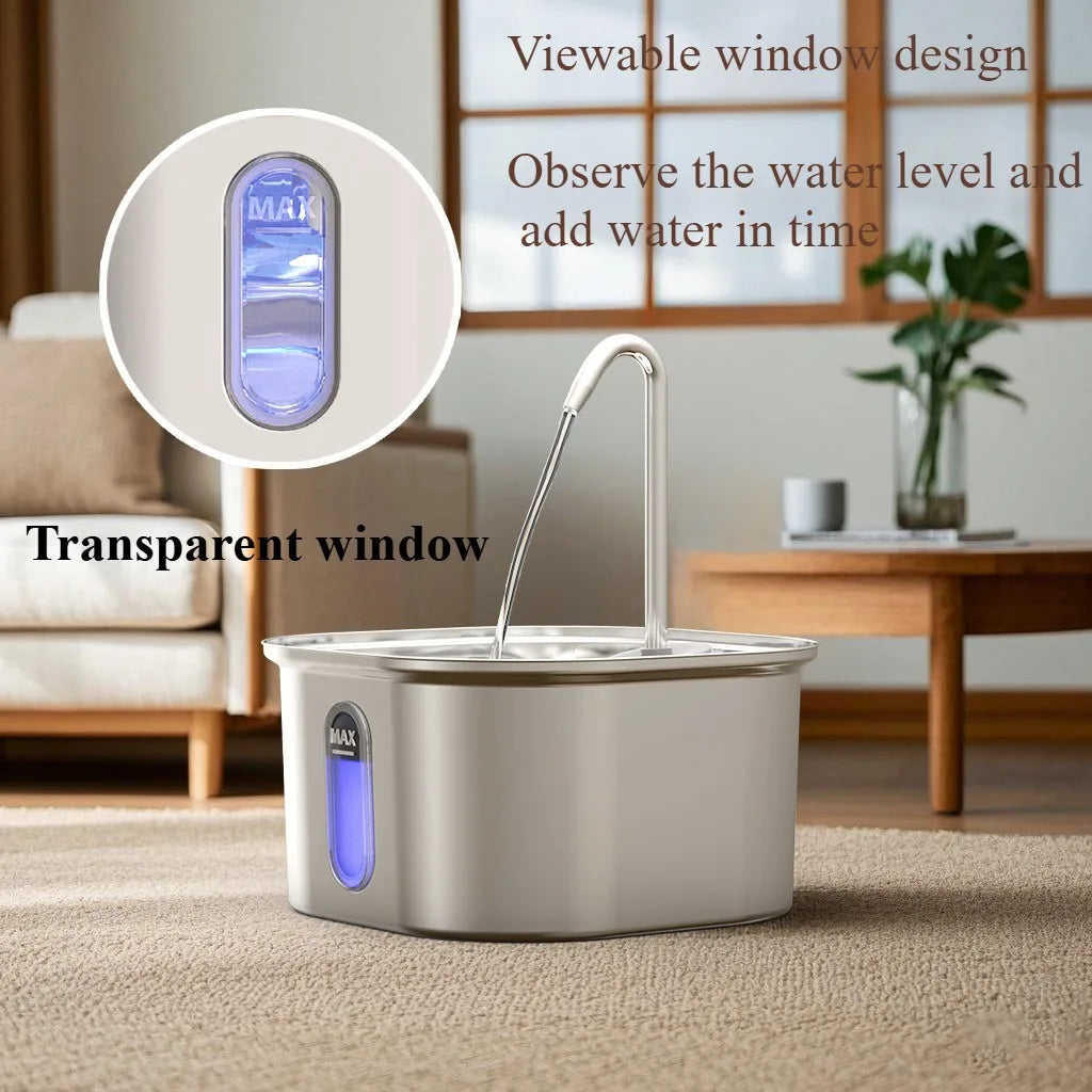 Automatic Cat Water Fountain Stainless Steel Pet Fountain Dog Water Dispenser With USB Electric Ultra-Quiet Pump Cat Supplies