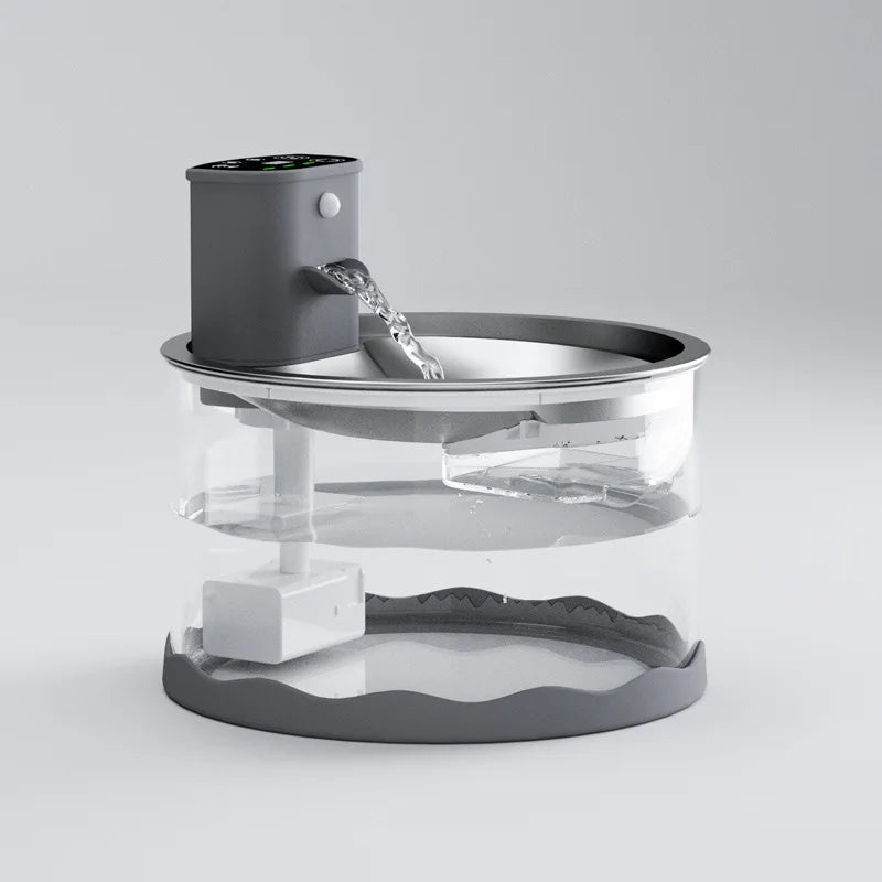Modern Stainless Steel Cat Water Fountain Wireless Super Mute Pet Drinking Water Feeder Automatic Battery Powered Solid Pattern