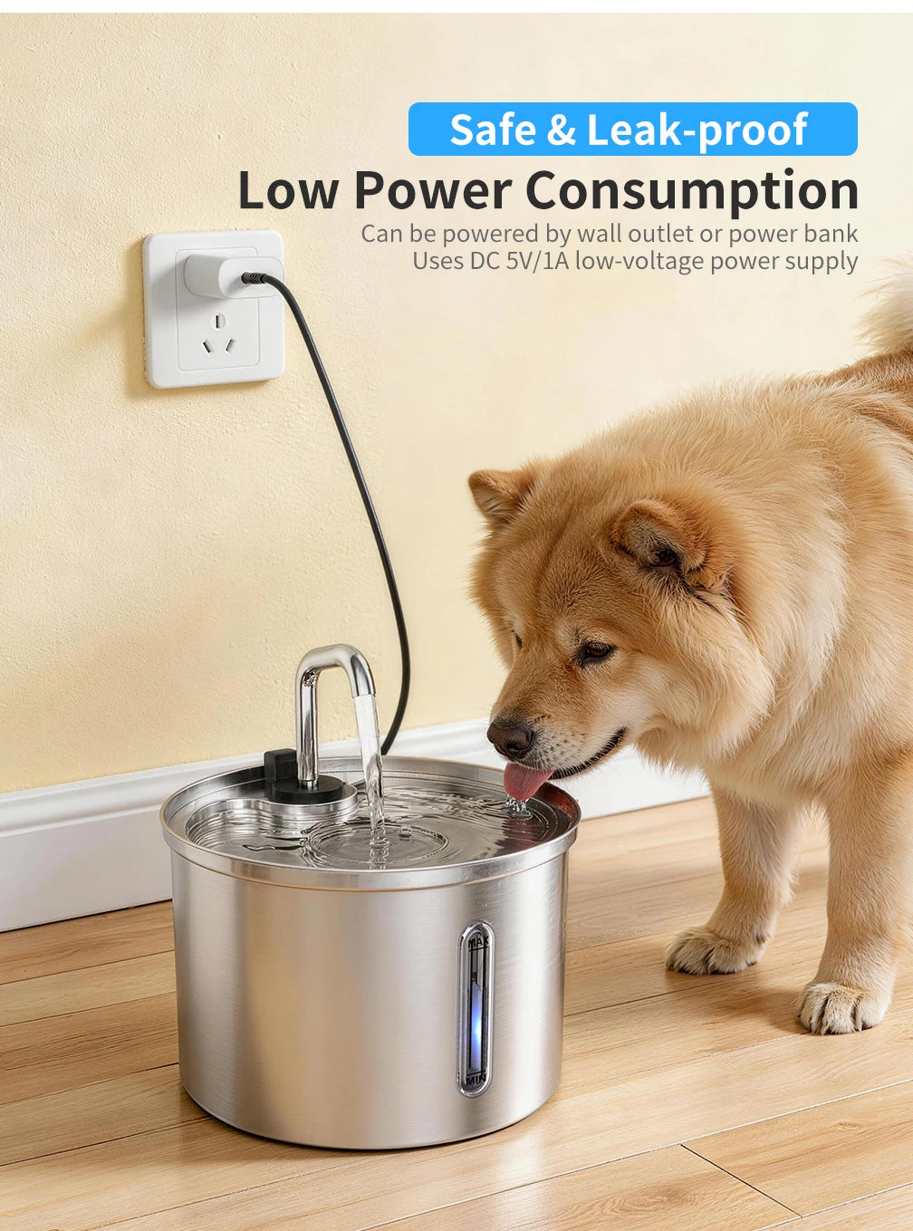 Stainless Steel Automatic Pet Drinking Fountain Smart Water Dispenser for Cats And Dogs Pet Water Supply