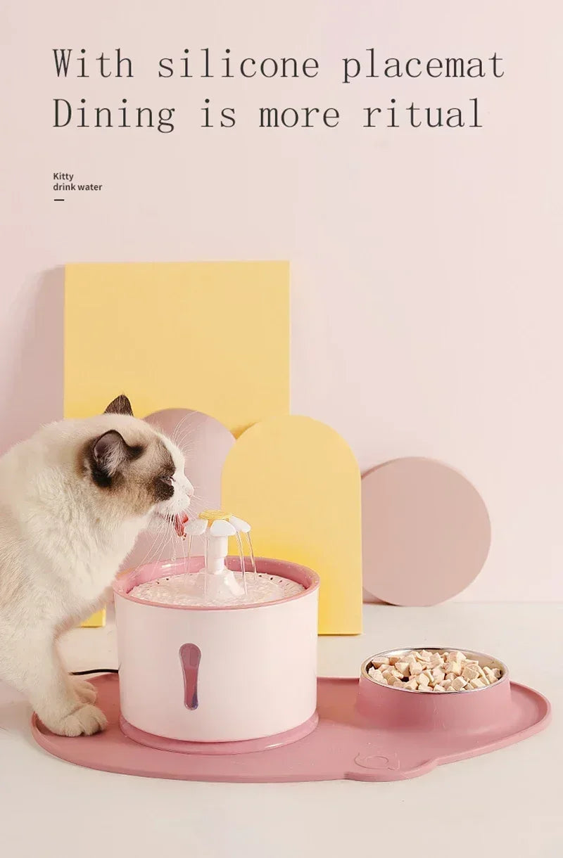 Cat Automatic Water Fountain Built-in Activated Carbon 2.4L Water Dispenser Silent Drinking USB Charge Electric Pet Feeder Bowl