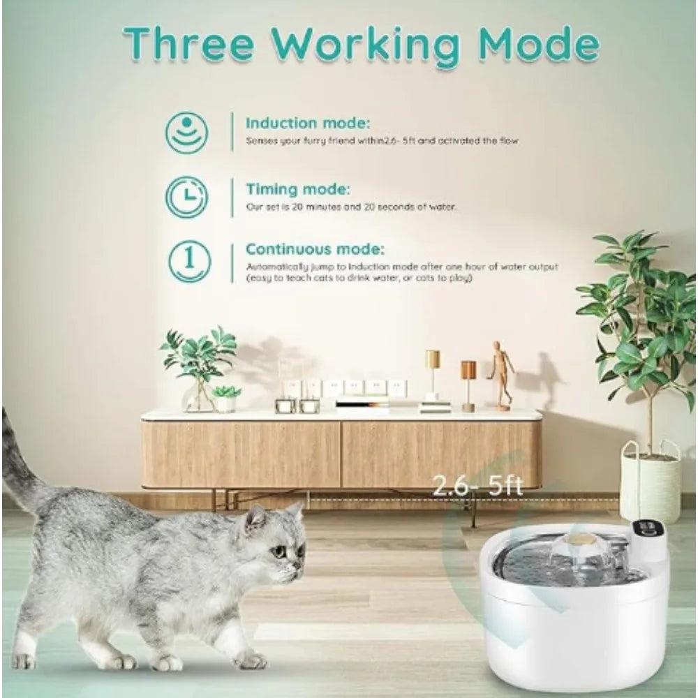 Cat Water Fountain 2L Wireless Auto  Filter Sensor Drinking Fountain for Cats Dog Drinker Pet Water Dispenser