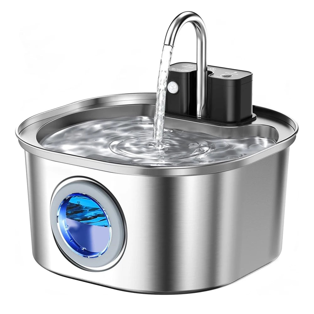 3L Stainless Steel Wireless Recharging Sensor Cat Water Fountain Auto Drinking Fountain For Cats Dog Drinker Pet Dispenser Bowl - Pets N Puppies