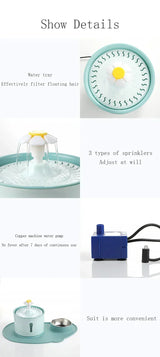 USB rechargeable pet water dispenser close-up