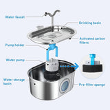 Ultra-quiet pet fountain pump and water circulation feature