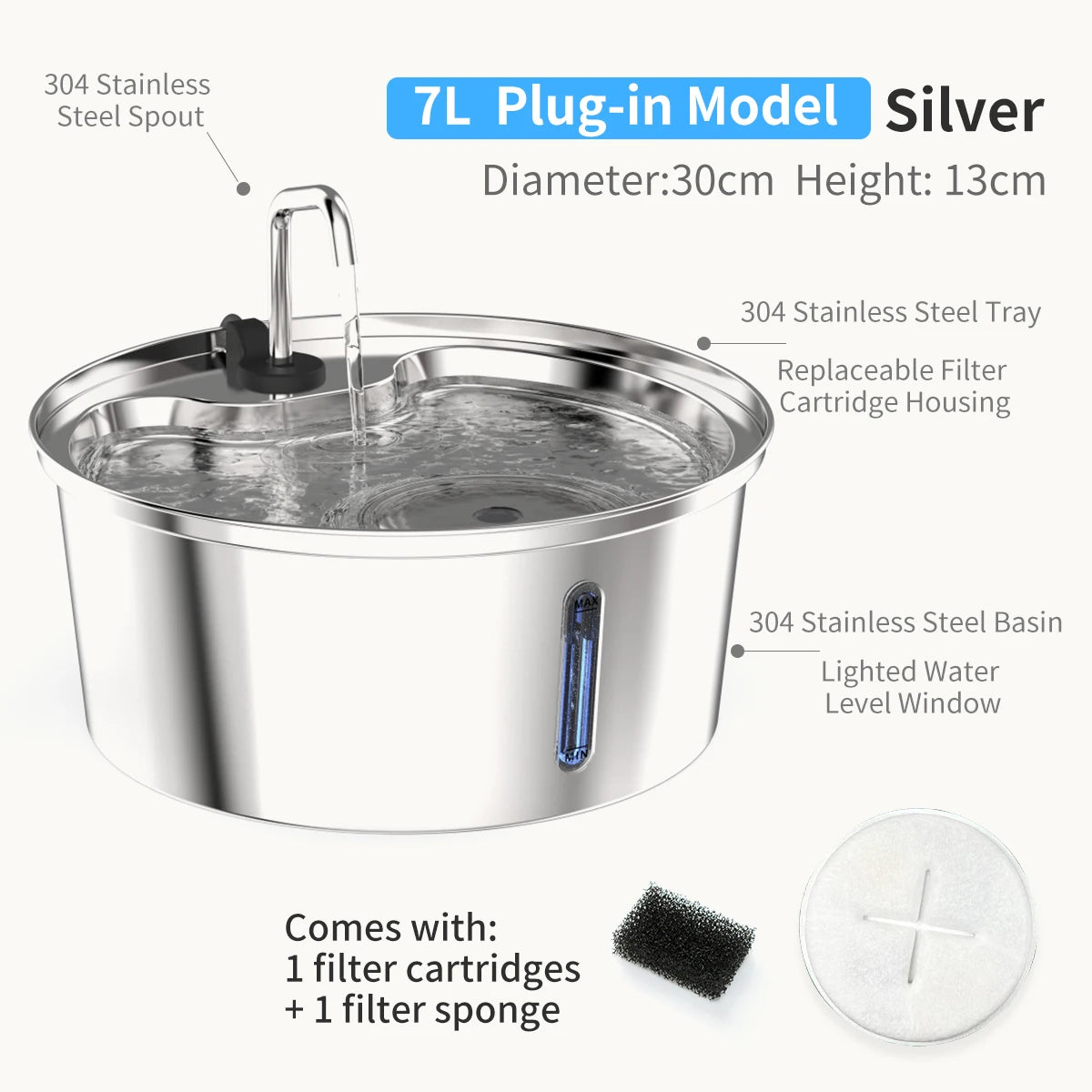 Stainless Steel Automatic Pet Drinking Fountain Smart Water Dispenser for Cats And Dogs Pet Water Supply - Pets N Puppies