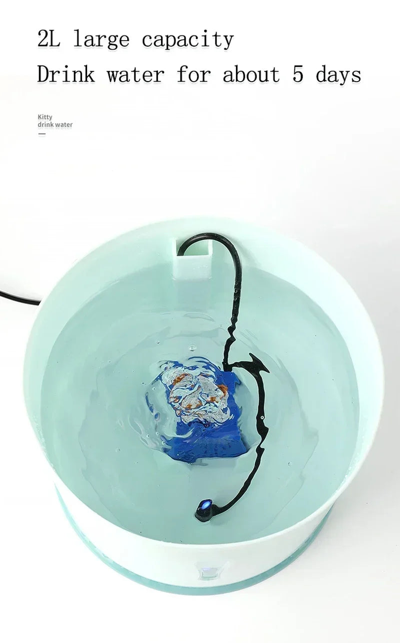 Cat Automatic Water Fountain Built-in Activated Carbon 2.4L Water Dispenser Silent Drinking USB Charge Electric Pet Feeder Bowl