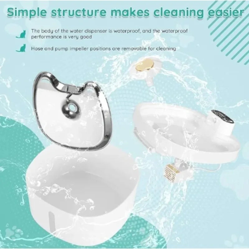 Cat Water Fountain 2L Wireless Auto  Filter Sensor Drinking Fountain for Cats Dog Drinker Pet Water Dispenser