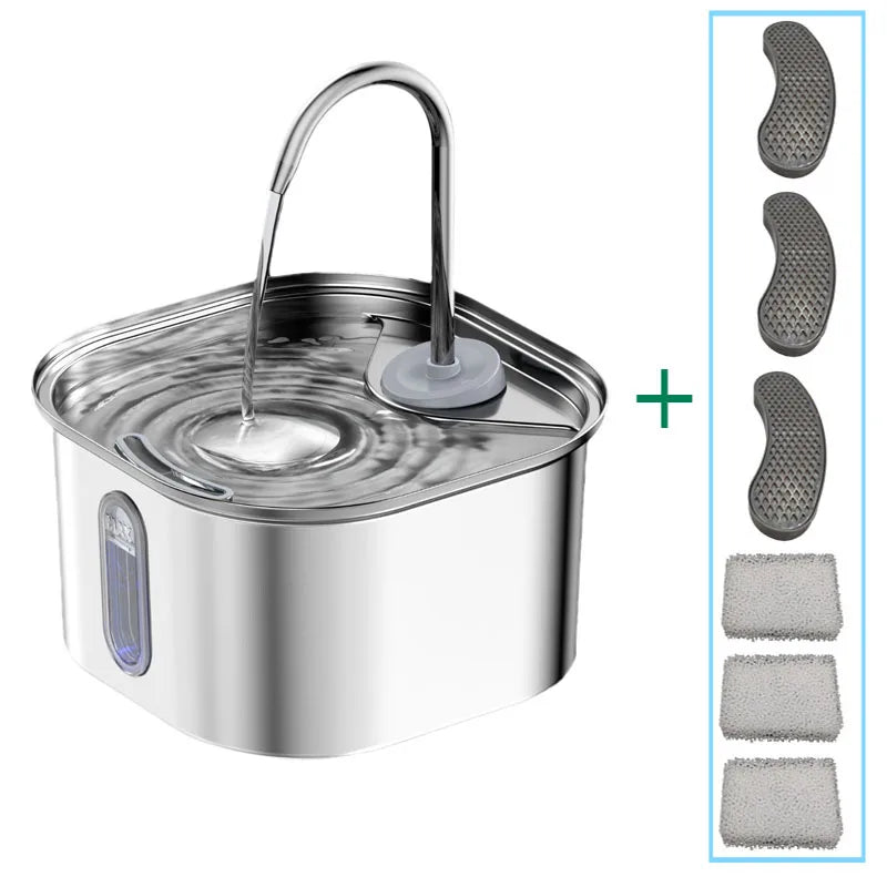 Automatic Cat Water Fountain Stainless Steel Pet Fountain Dog Water Dispenser With USB Electric Ultra-Quiet Pump Cat Supplies - Pets N Puppies