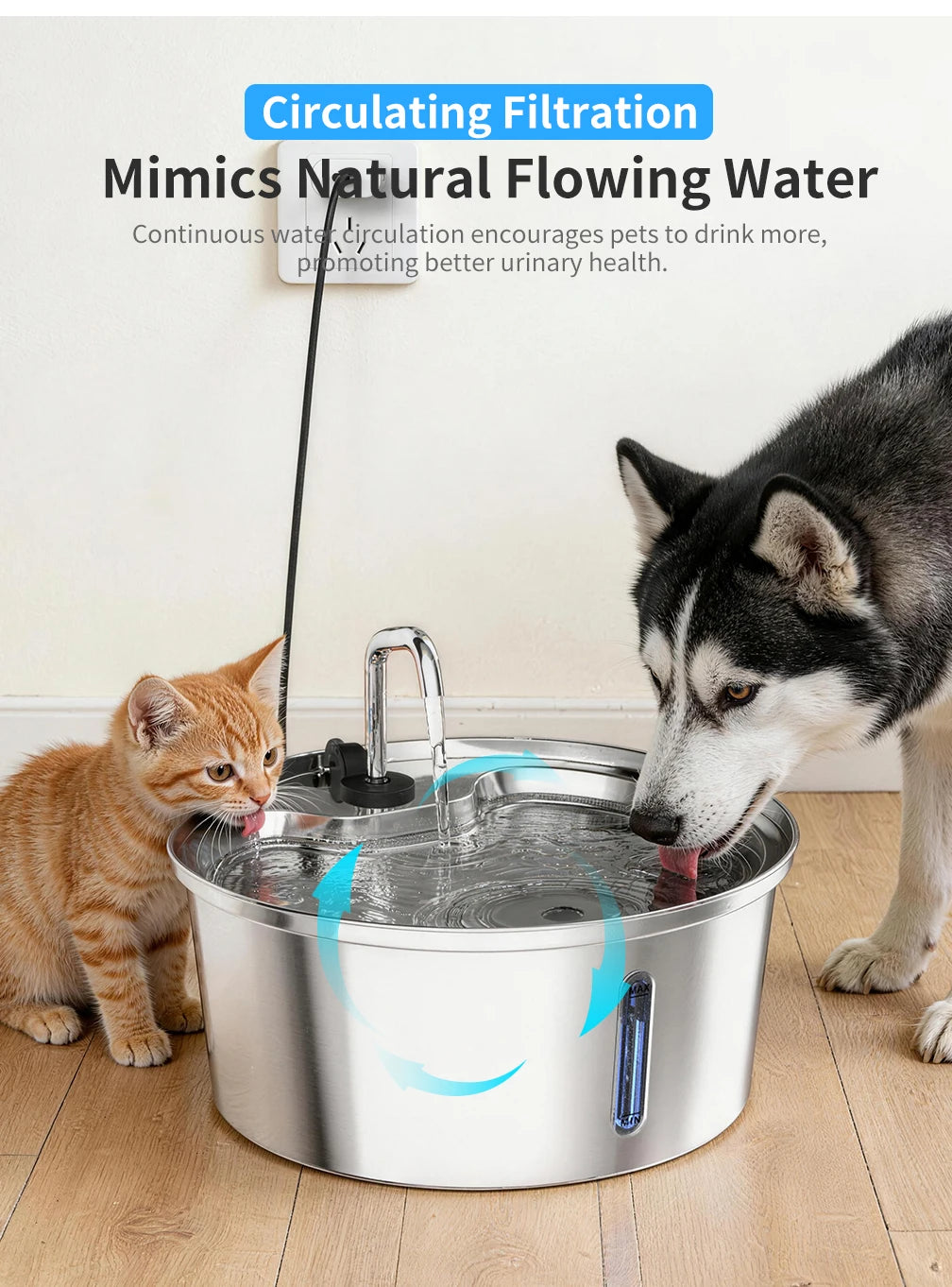 Stainless Steel Automatic Pet Drinking Fountain Smart Water Dispenser for Cats And Dogs Pet Water Supply