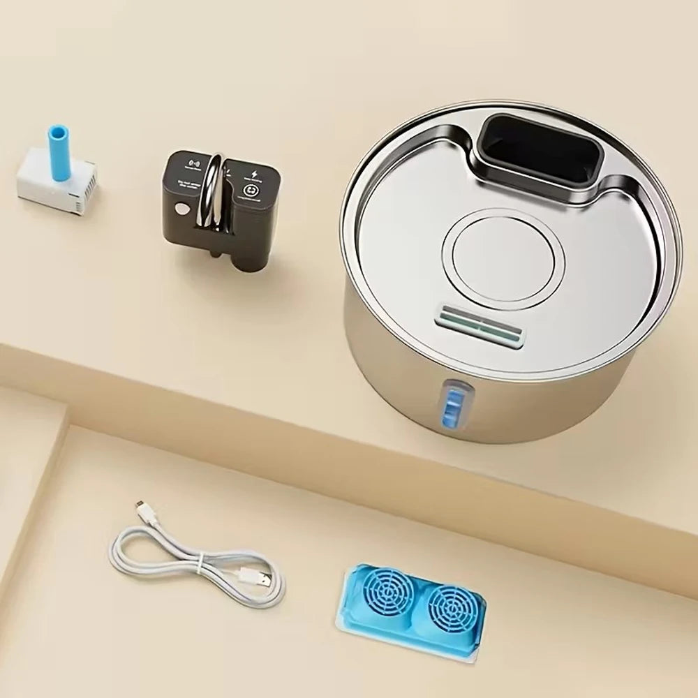 3.2L Wireless Stainless Steel Cat Water Fountain With 4000mAh Battery & Sensor Automatic Filtration Pet Water Drinker Dispenser