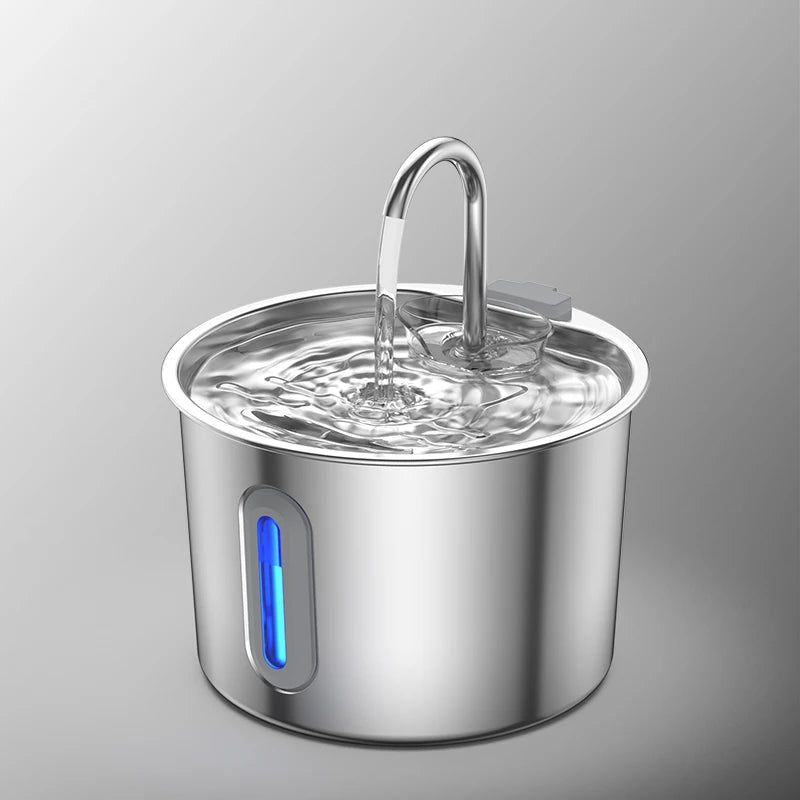 Stainless Steel Cat Water Fountain with Viewing Window Cat Fountain. Multi-Filter Automatic Pet Water Dispenser, Silent Cat Wate - Pets N Puppies