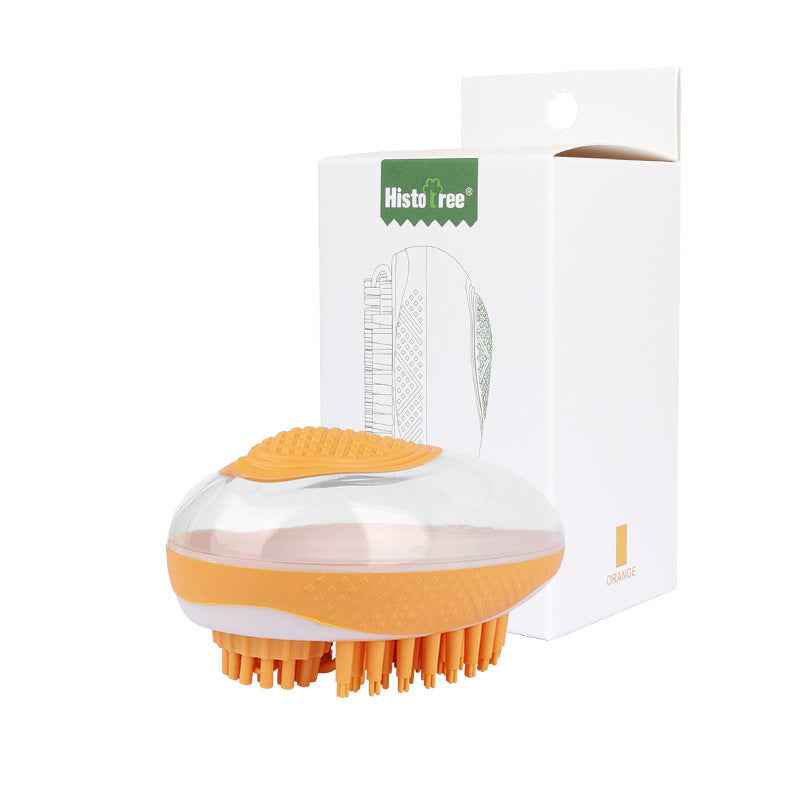 Soft silicone pet grooming brush detail