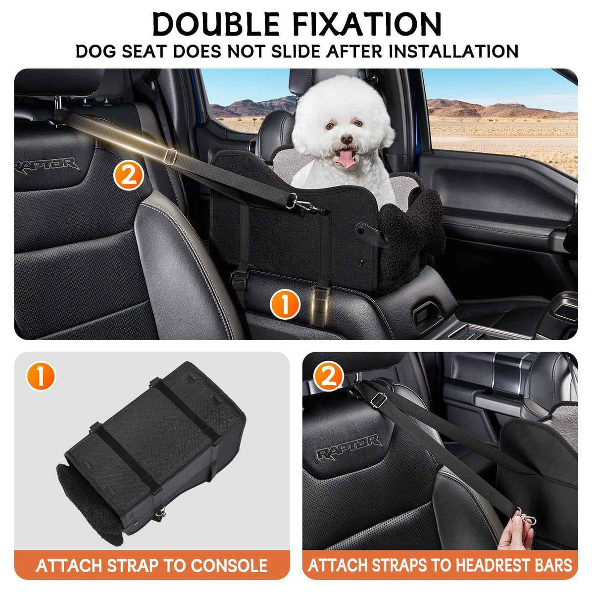 Soft cushioned center console pet seat