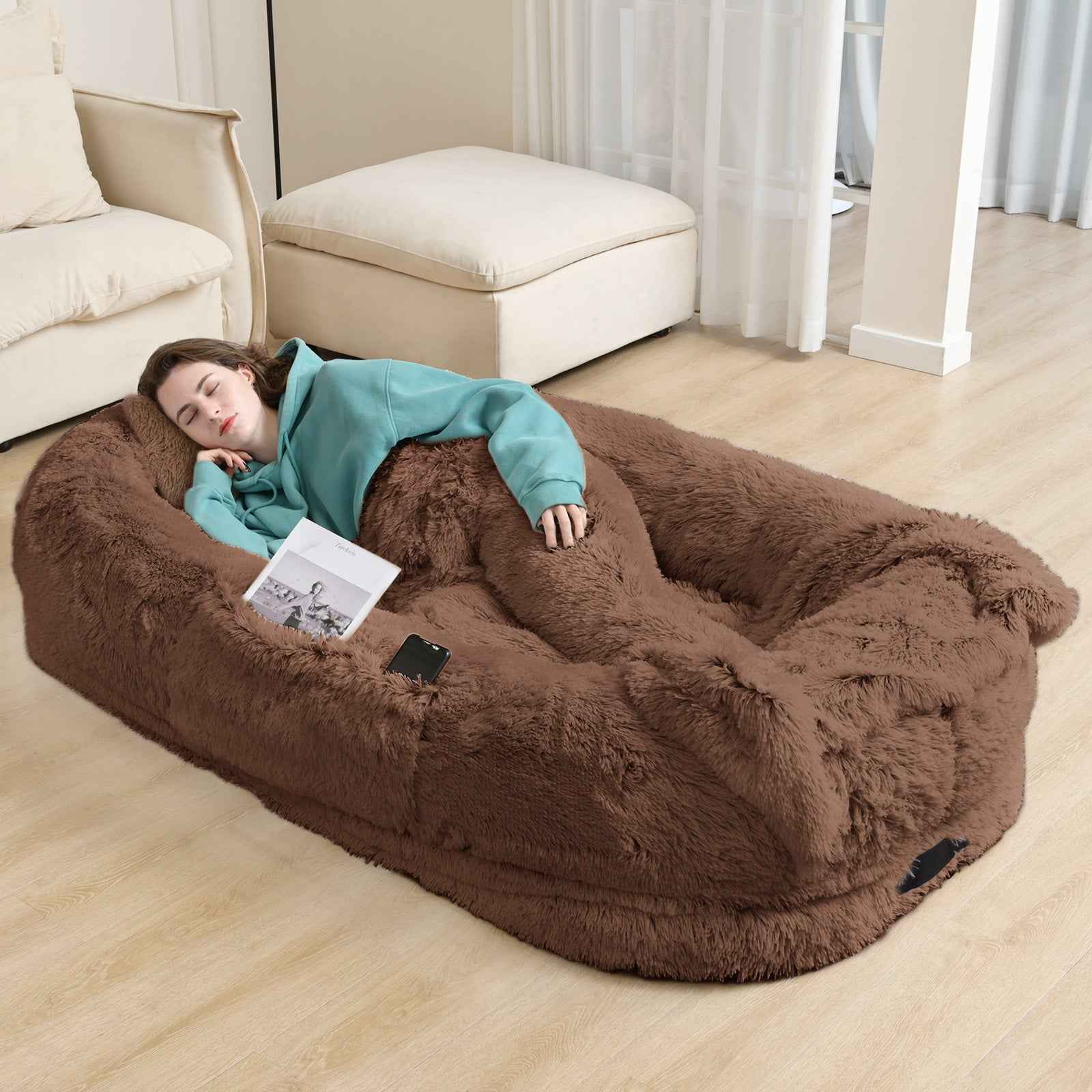 Oversized Human Dog Bed: Cozy Lounger for Adults & Pets - Orthopedic Support & Washable Softness