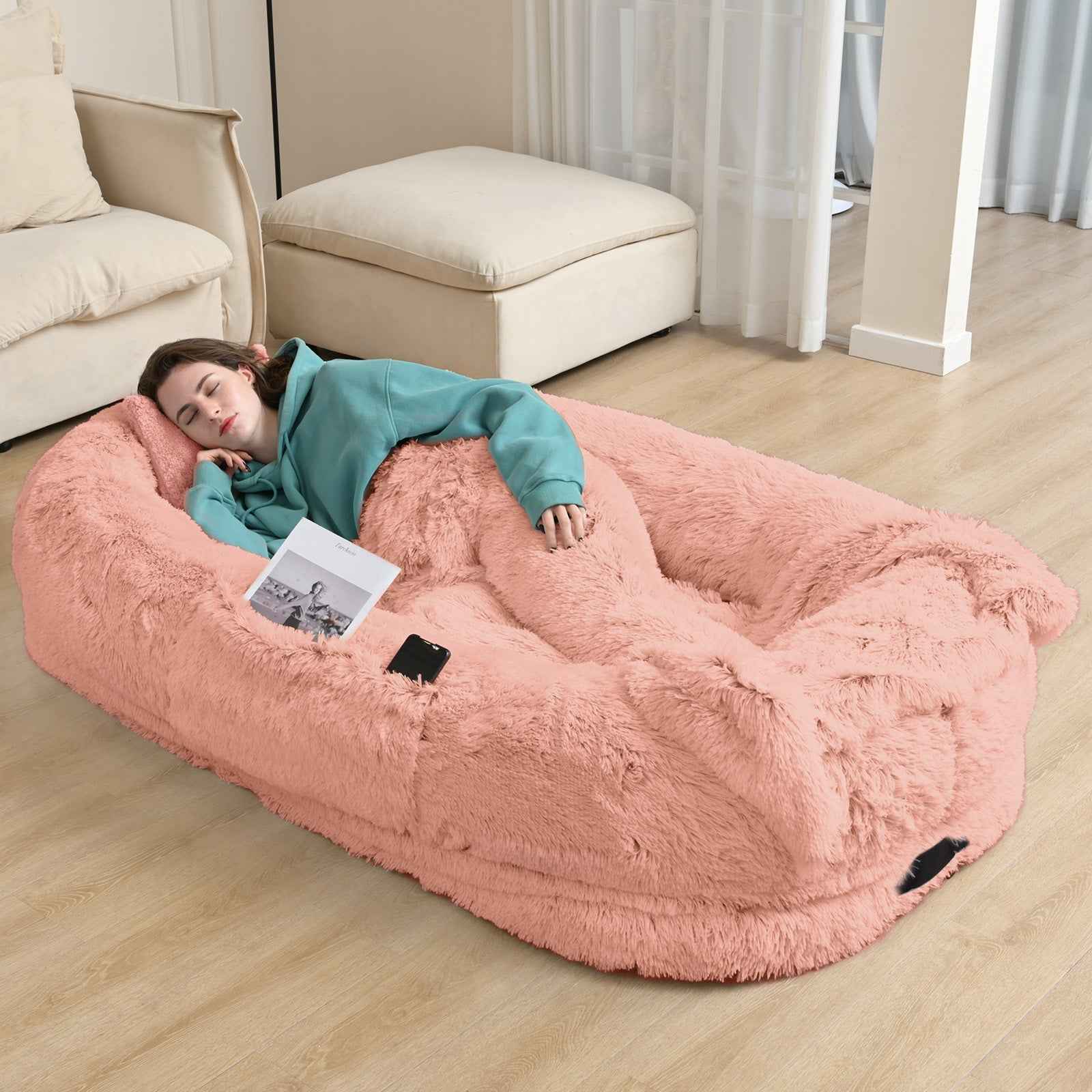 Oversized Human Dog Bed: Cozy Lounger for Adults & Pets - Orthopedic Support & Washable Softness