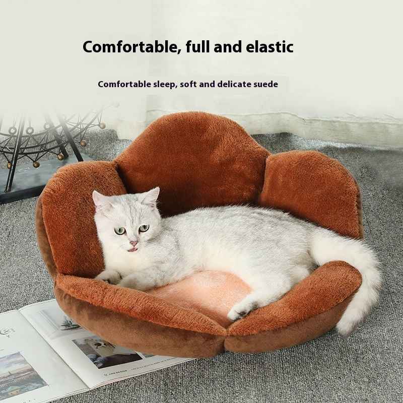 Cozy paw-shaped cat and small dog bed product angle