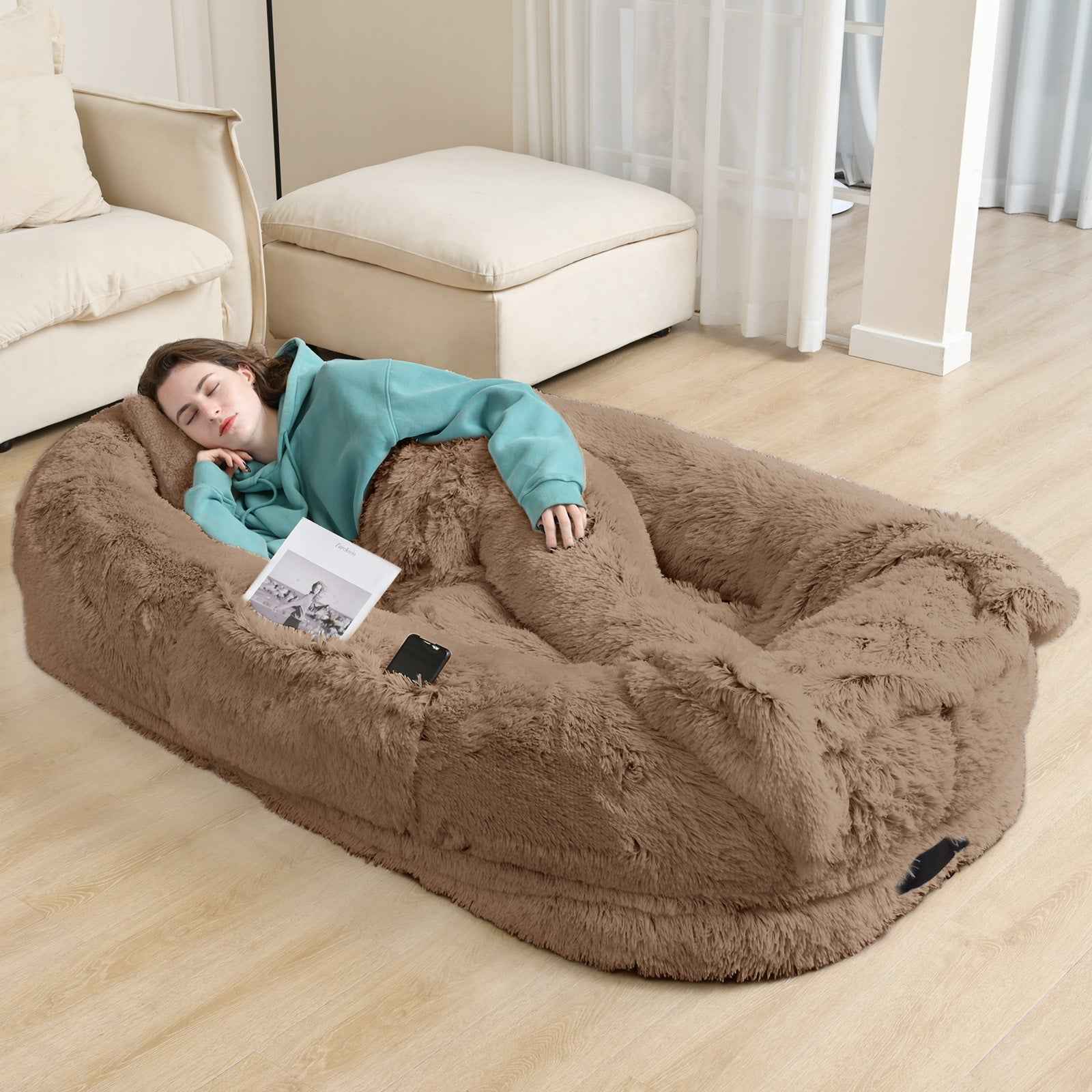 Oversized Human Dog Bed: Cozy Lounger for Adults & Pets - Orthopedic Support & Washable Softness