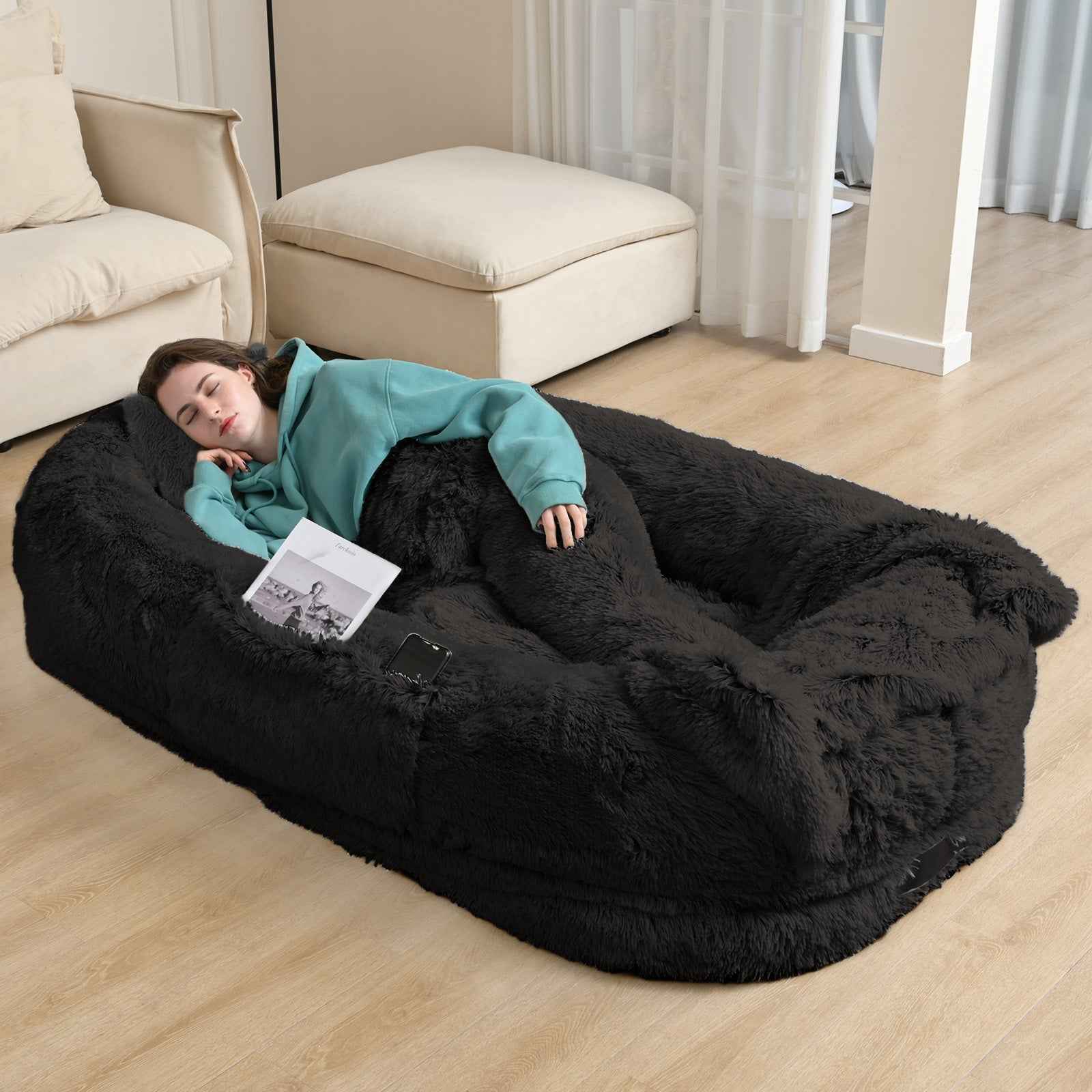 Oversized Human Dog Bed: Cozy Lounger for Adults & Pets - Orthopedic Support & Washable Softness